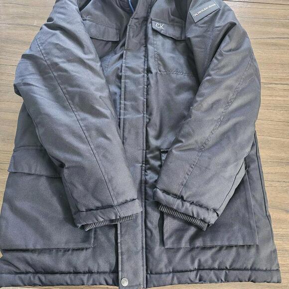 Calvin Klein Hooded Black Coat, Young Adult Unisex SIZE XL - Picture 11 of 11